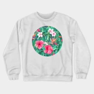 Classic Tropical Garden with Pink Flowers Crewneck Sweatshirt